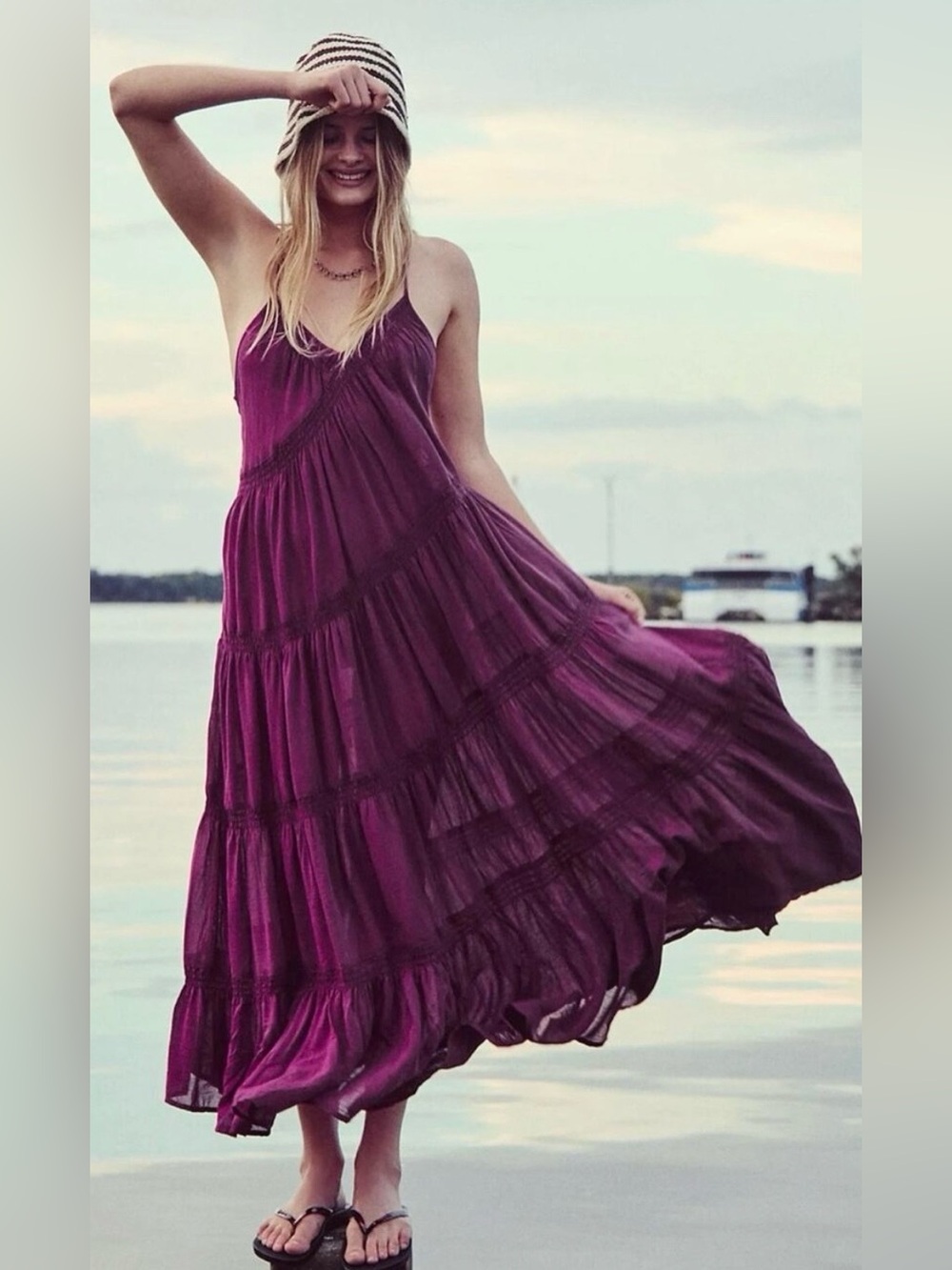 NWT FREE PEOPLE FREE EST HORIZON MAXI DRESS GRAPE ESCAPE